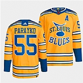 Men's St. Louis Blues #55 Colton Parayko Yellow 2022-23 Reverse Retro Stitched Jersey Dzhi,baseball caps,new era cap wholesale,wholesale hats